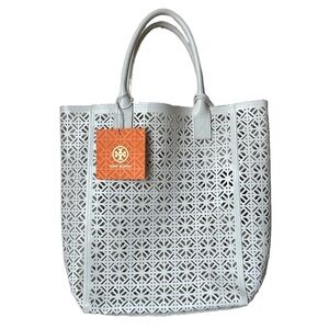 NWT authentic tory burch white laser cut designer tote bag